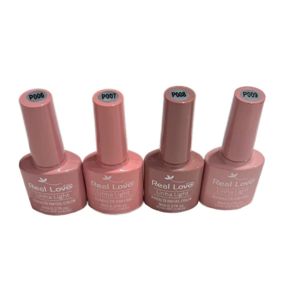 Kit 4 Esmaltes em Gel Rosa Renda Fundo Realista Baby Boomer Real Love