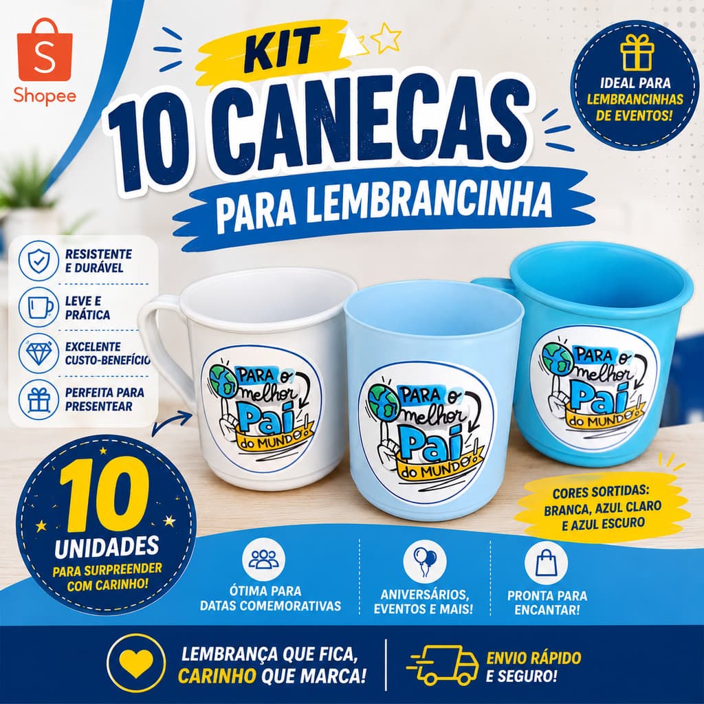 10 canecas xicara de plástico dia dos Pais personalizada lembrancinha barata para empresas escola creche igreja