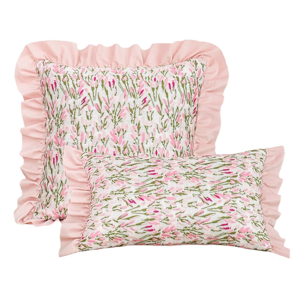 Decoração da sala de estar Nordic ins holandês veludo Jacquard fronha rosa babados saia capa almofada sala estar sofá de