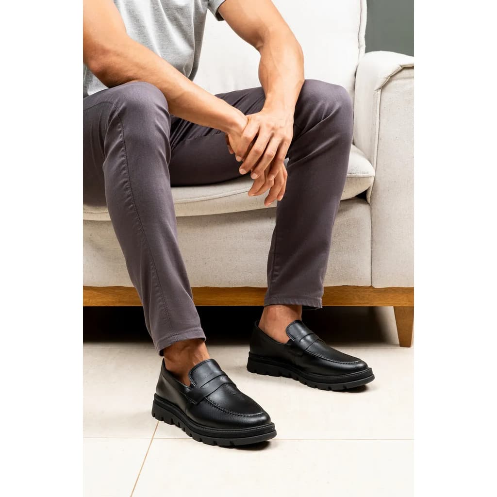 Sapato Casual Masculino Loafer Tratorado Comfort Social Moda