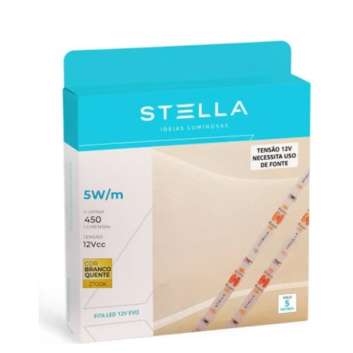 FITA STELLA LED ECO 12V 2700K 5W/M 5 METROS IRC 70 8MM IP20 STH7804/27