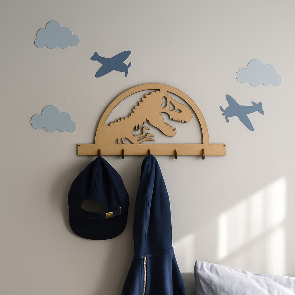 Cabideiro Infantil Dino mdf 6mm