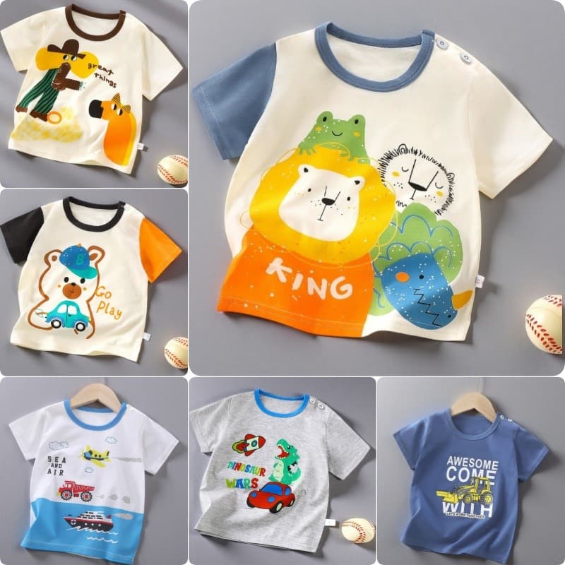 Crianças Roupas Camiseta Infantis Meninos Meninas Verão Dos Desenhos Animados Topos De Manga Curta 100 % Algodão Bebê