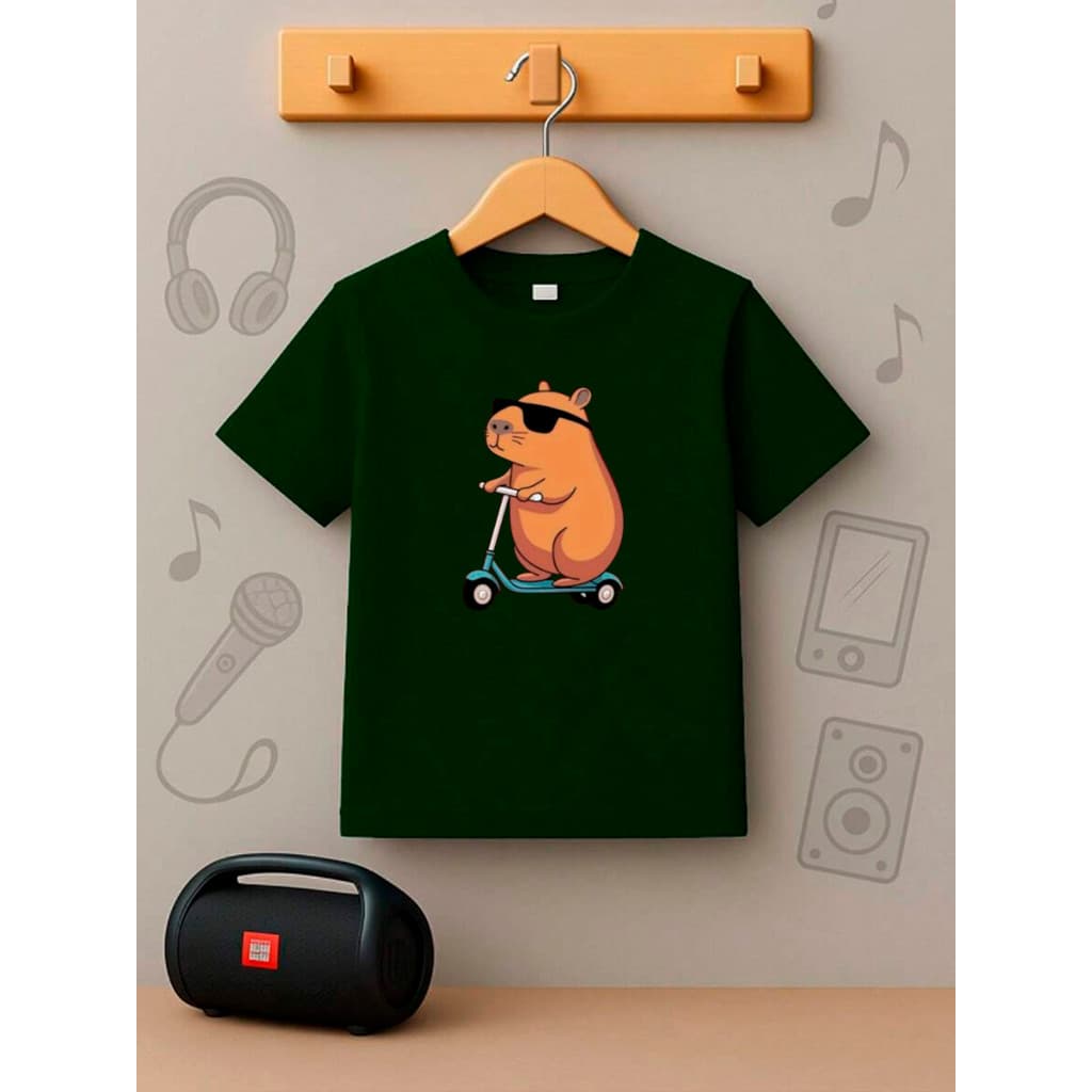 Camiseta Infantil CAPIVARA PATINETE Menino Roupa Criança Masculino KIDS