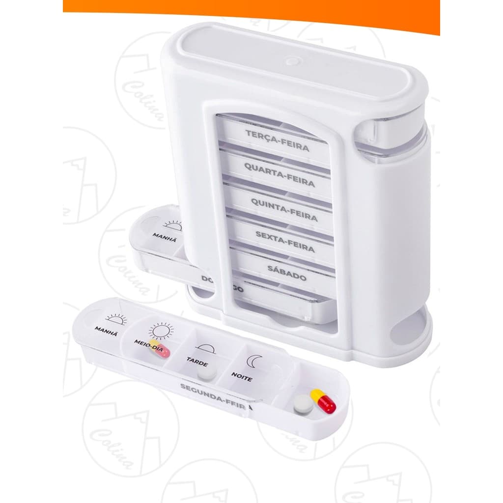 Porta Comprimido Semanal Com Gavetas Formato Torre Plástico PP Nano Shop