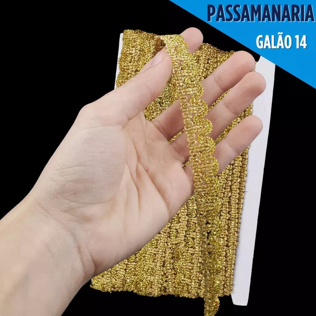 Fita Passamanaria Galao-14 - Tam: 15mm - Rolo C/20 Mts COR:OURO