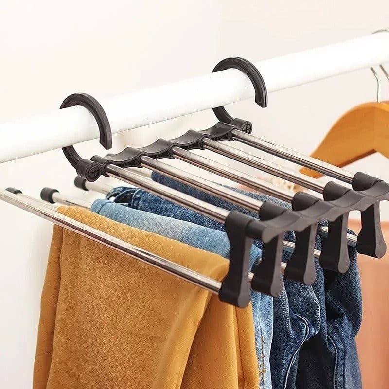 Cabide Preto Para Calças Organizador Retrátil Multifuncional