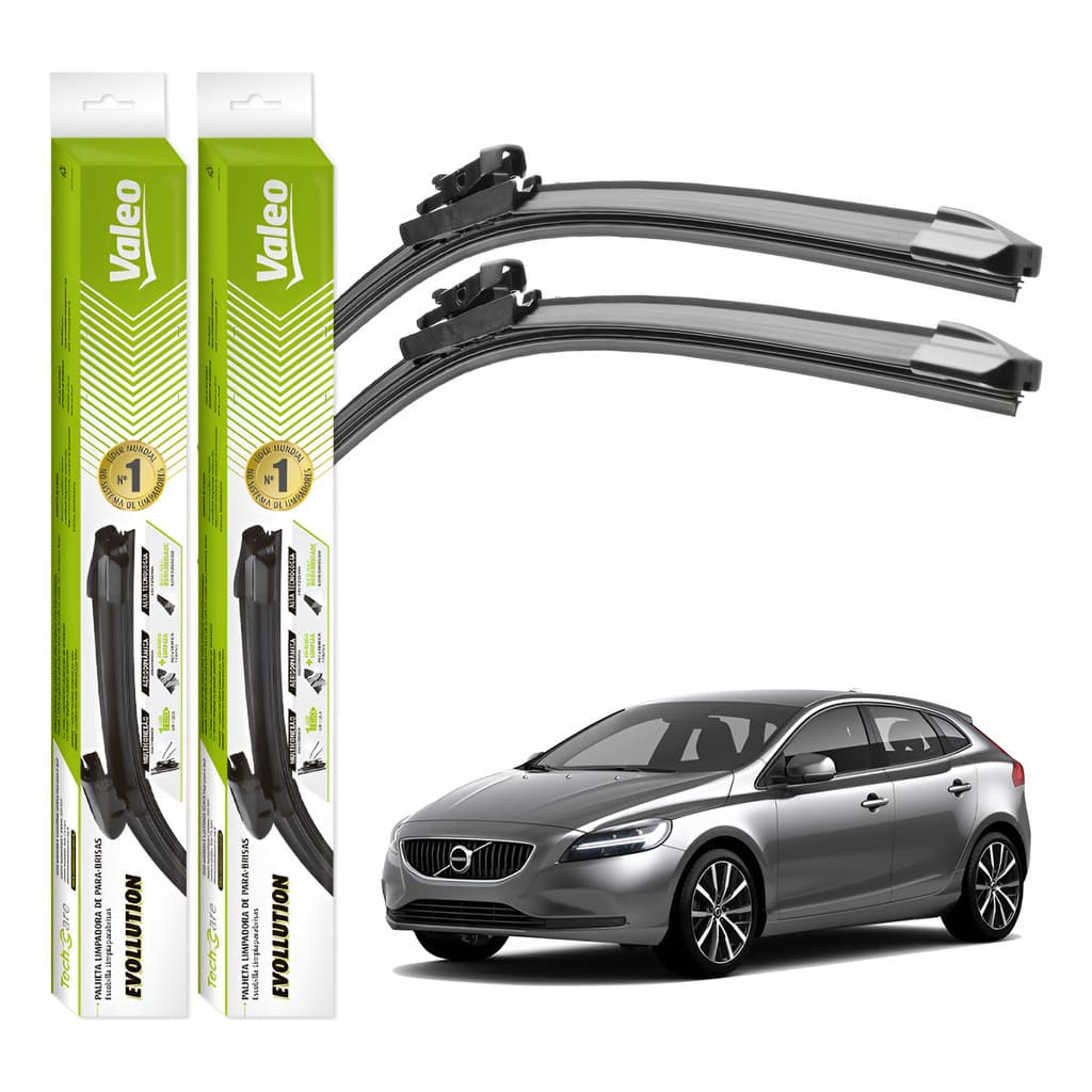 Par Palhetas Limpador Parabrisa Valeo Volvo V40 2014 A 2019