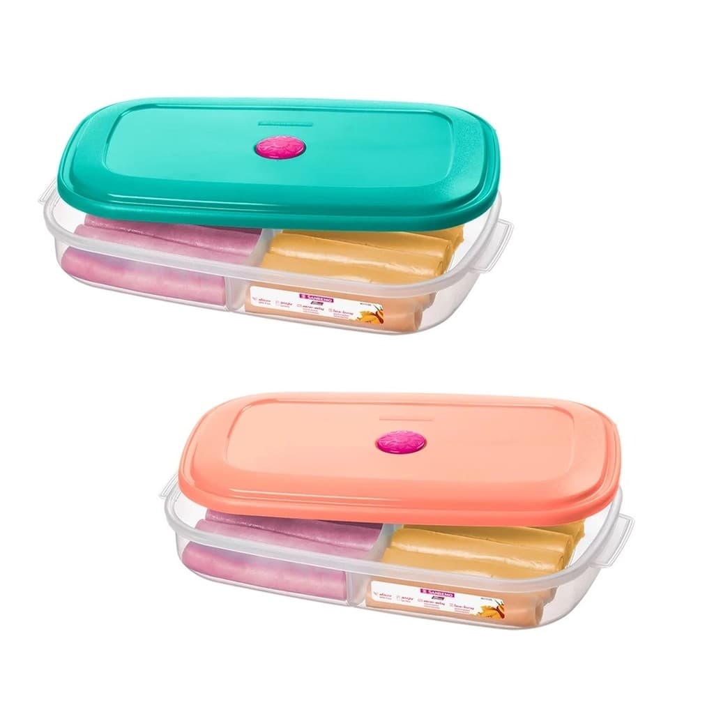 Pote Porta Frios C/ 2 Divisórias Para Presunto Queijo Muçarela Freezer Microondas Resistente Sanremo