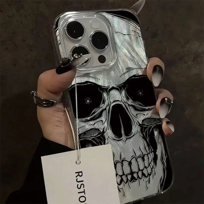 Capinha Caveira assustadora iPhone 16 15 17 14 13 12 11 Pro Max iPhone 7 8 plus Anti-impacto Capa
