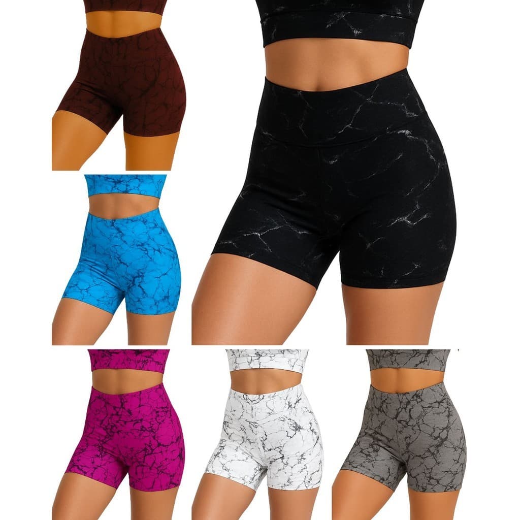Shortinho Marmorizado Shorts Rajado Tie Dye Cintura Alta Suplex