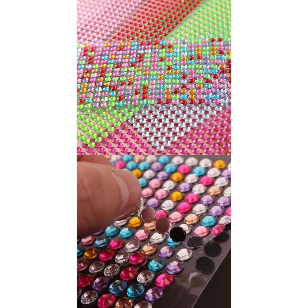 kit 1/2/4/6 Cartela Adesivo Strass - Artesanato Carnaval Festa  5 mm  Para  Decoração Muitas cores