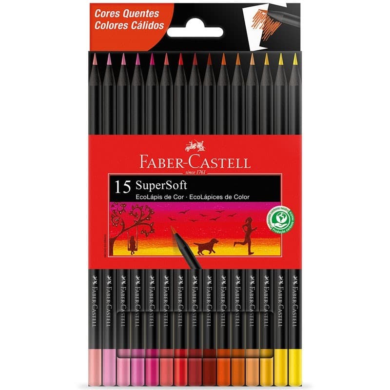 Lapis 15 Cores Quentes Supersoft FSC* 120715SOFTCQ - Faber Castell