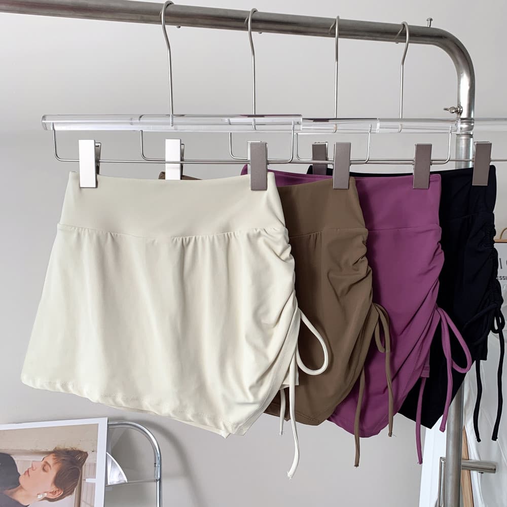 Shorts esportivos pêssego nádegas falso saia de Fitness de duas peças cintura alta abdômen-estreito nádegas tiras latera
