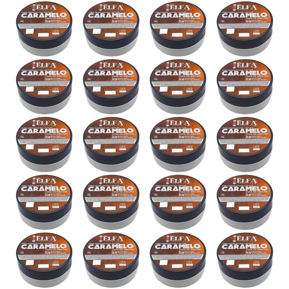 20 Ceras Modeladoras Caramelo Elfa 120g | Fixação Média, Brilho Suave e Textura Flexível