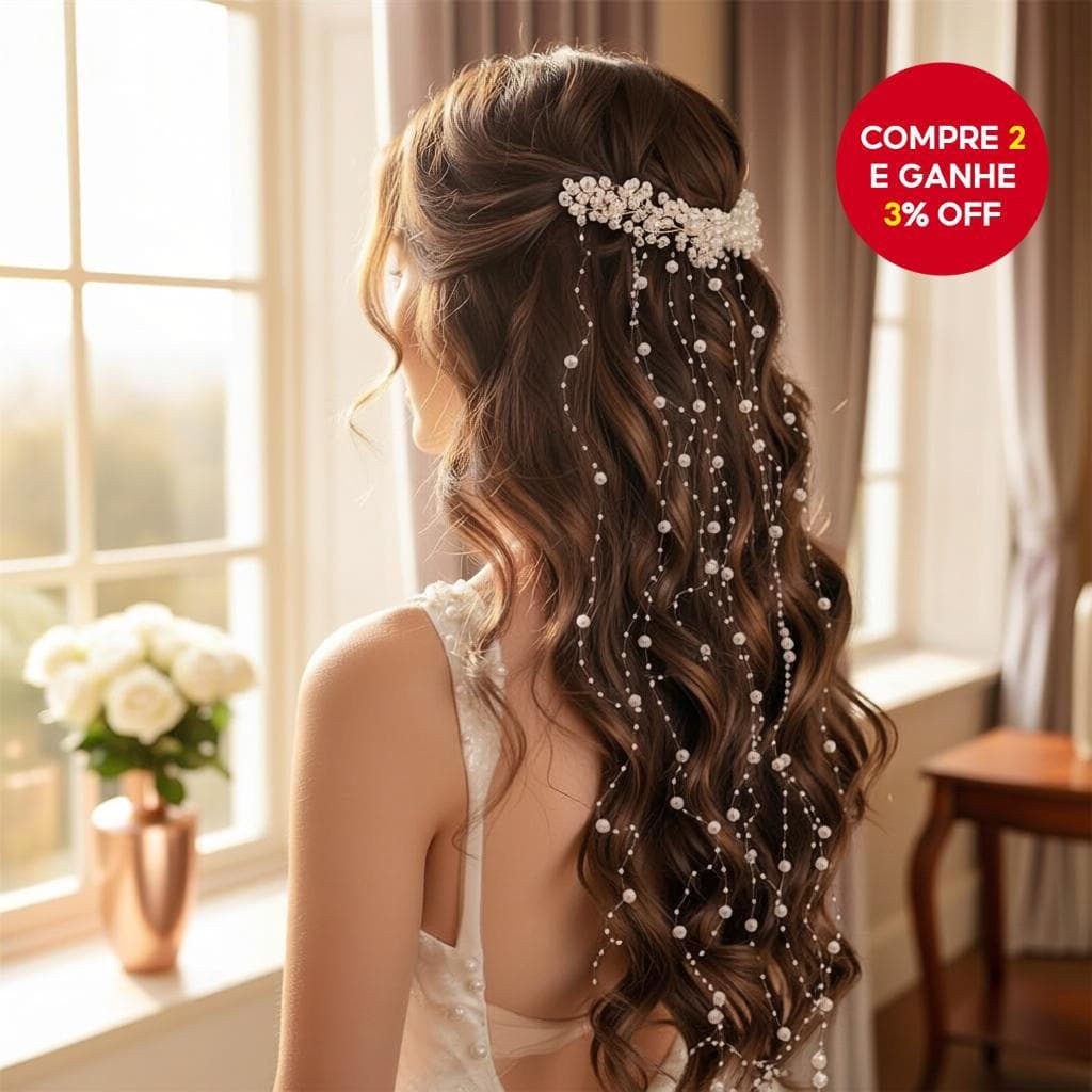 Joias de Cabelo com Pérolas para Noivas | Tiara de Pérolas | Presilhas de Cabelo com Pérolas para Casamento |