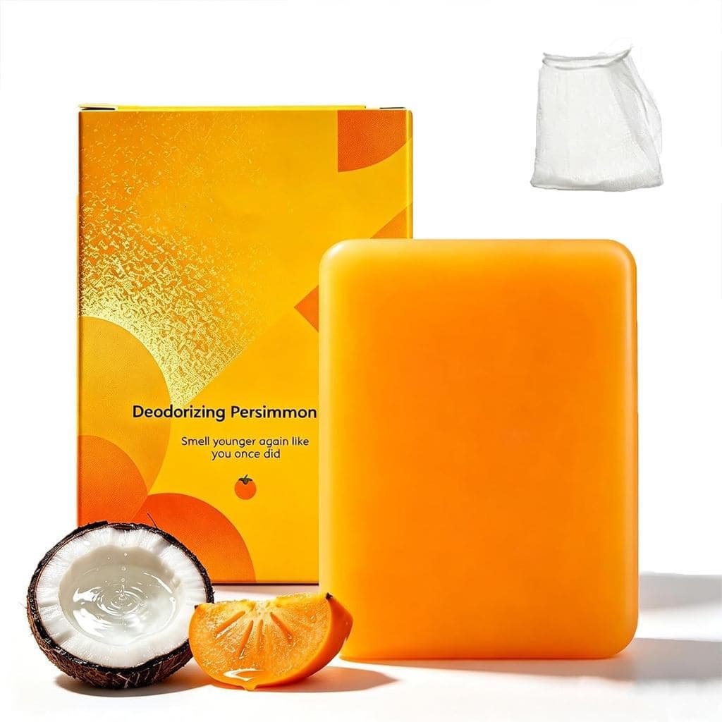 Sabonete de Caqui – Sabonete desodorizante para limpeza de mãos e corpo, adequado para homens e mulheres, limpeza profun