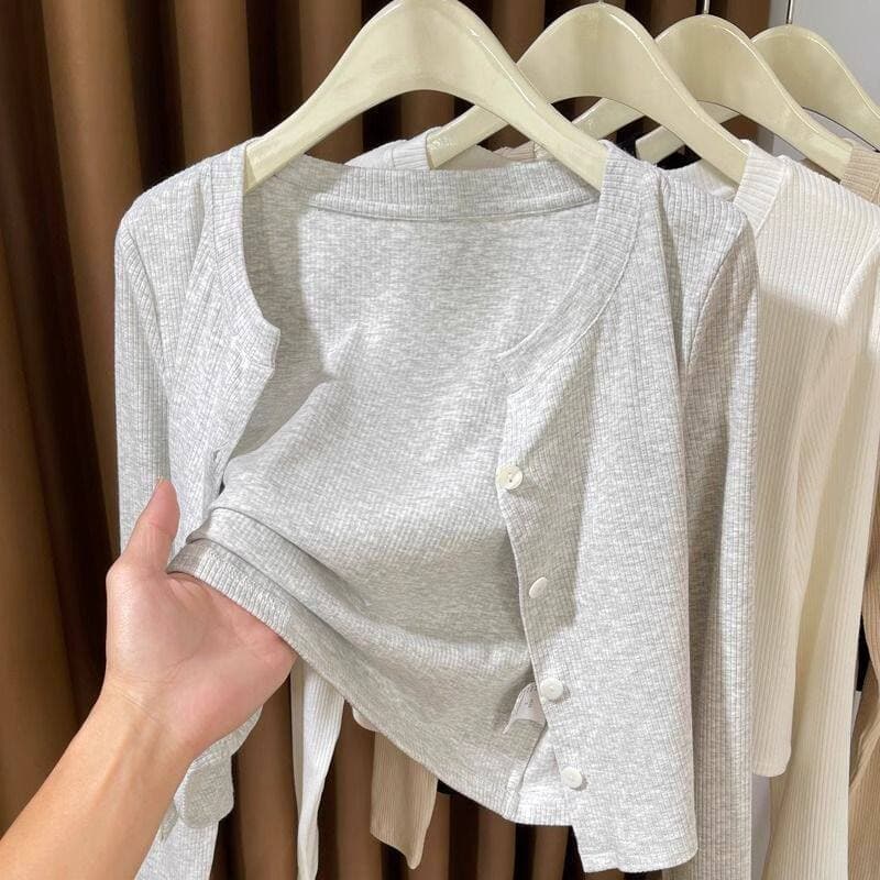 High-End estilo fino Pit Strip Cardigan de malha feminino com saia Suspender exterior xale pequeno casaco macio ceroso b