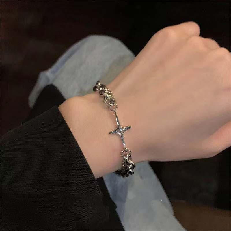 pulseira pulseira masculina Pulseira de aço de titânio meninas na moda Retro ins nicho Design jóias masculinas meninos e