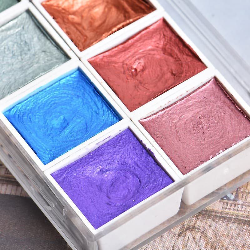 Conjunto de tinta aquarela perolada sólida para Manicure, 12 cores, cor dedicada, cor, pintura colorida, manchas, suprim