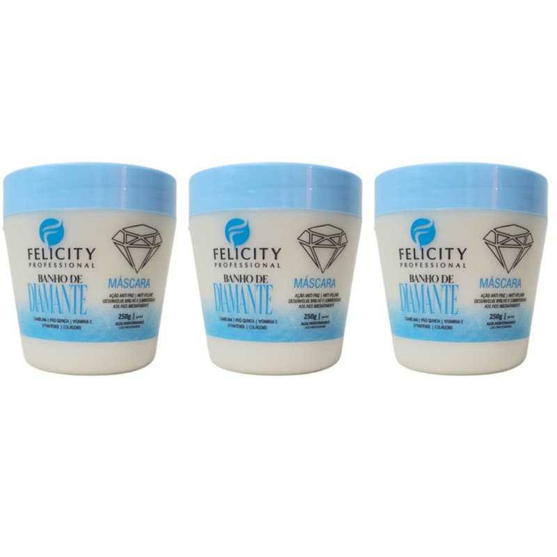 Kit C/3 Mascaras Capilar Banho de Diamantes Felicity 3x250gr