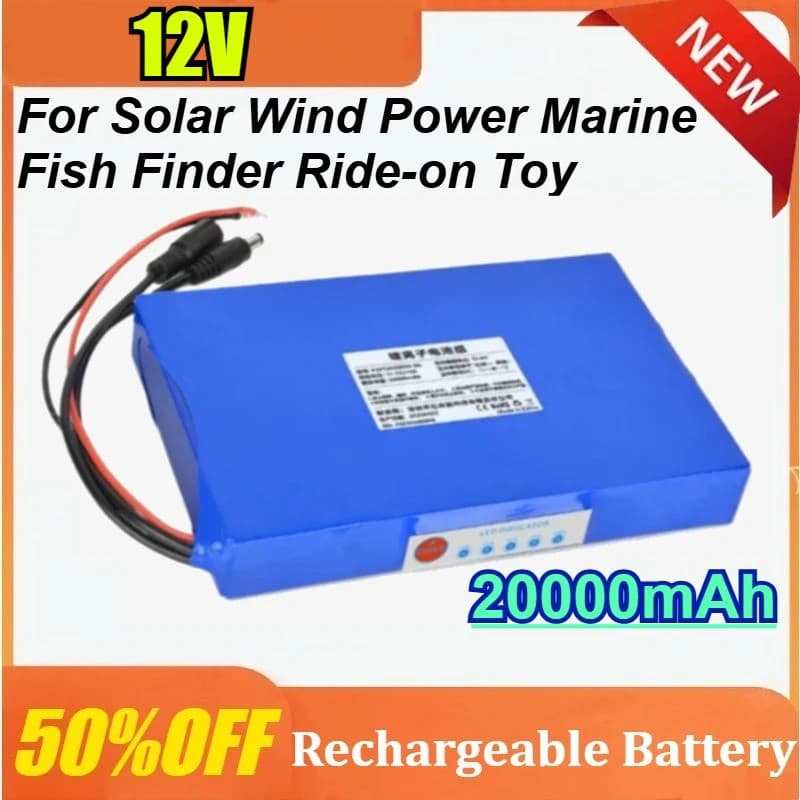 12V 20Ah Para Energia Solar Eólica Localizador De Peixes Marinhos Brinquedo Bateria Recarregável De Lítio Com Carregador