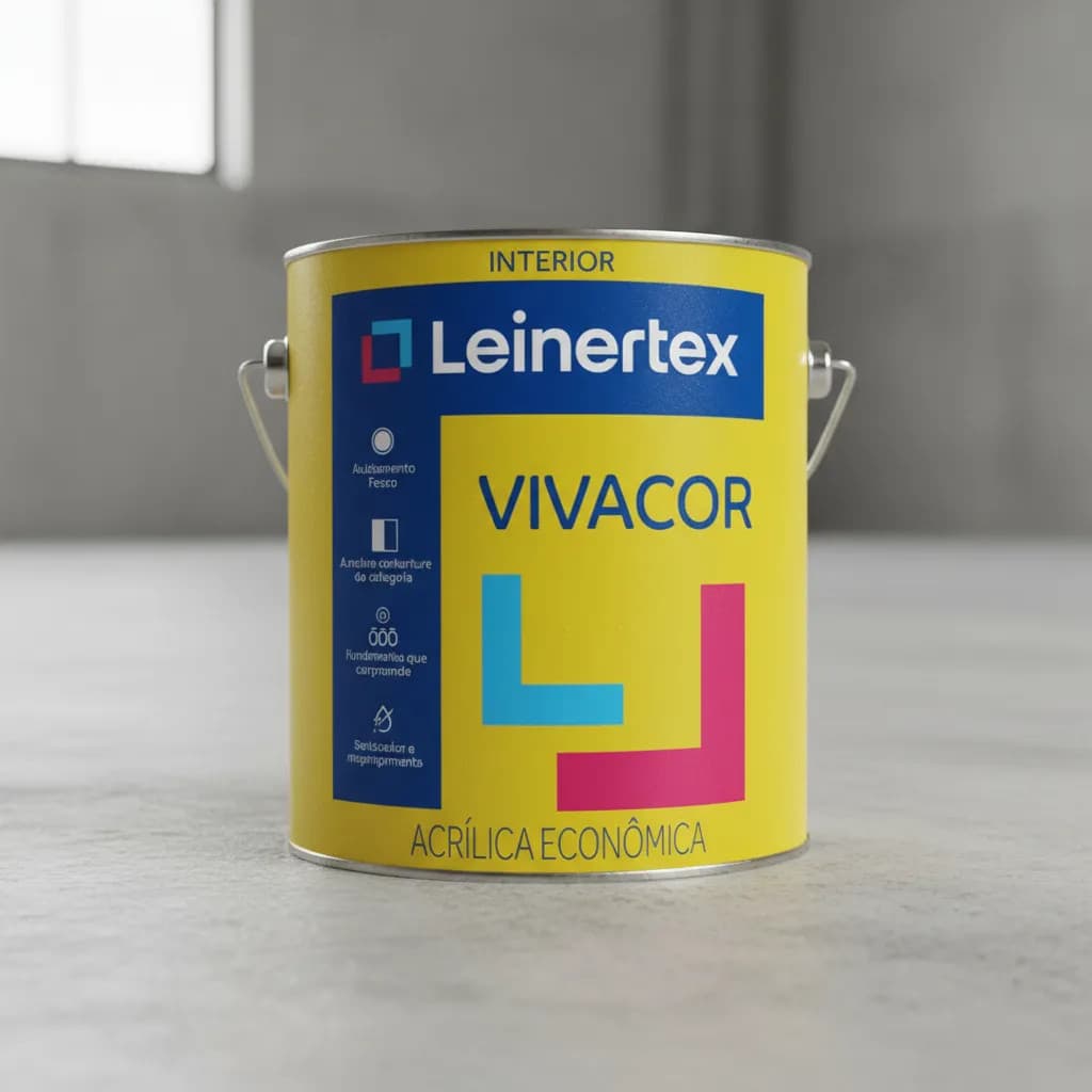 Tinta Acrílica Fosca Vivacor Leinertex 3,6L Para Ambientes Interno Alta Cobertura e Rendimento