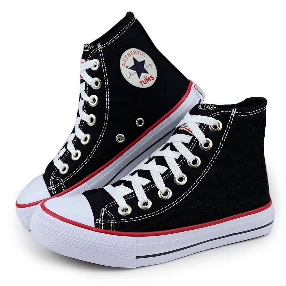 Tênis Feminino E Masculino  All Preto Cano Alto Star Tradicional Tecido Premium Confortável
