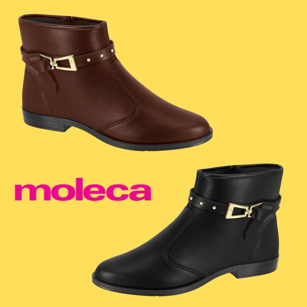 Bota Moleca Feminina Original Leve Rasteiro Baixo Fecho Lateral