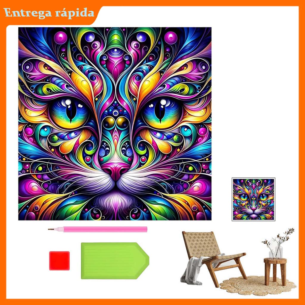 "Cor Padrão Gato sombra" tema quadrado Diamante Pintura Diamante, 30x30 cm Tamanho, aniversário DIY Presente Artesanal