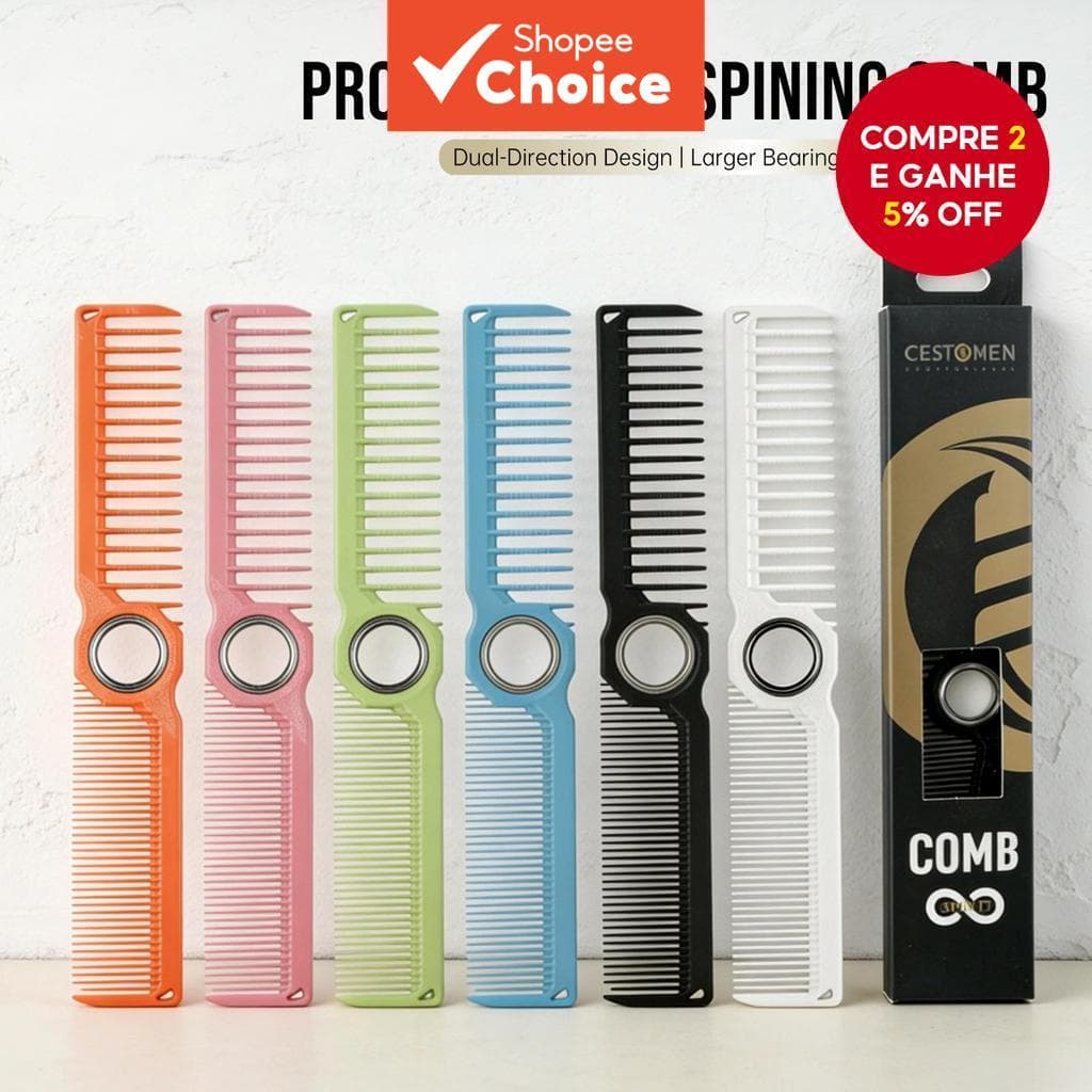 Rolamento Giratório 360 ° Pente De Cabelo Antiestático Dupla Face Resistente Ao Calor Pentes De Máquina De Cortar Salão