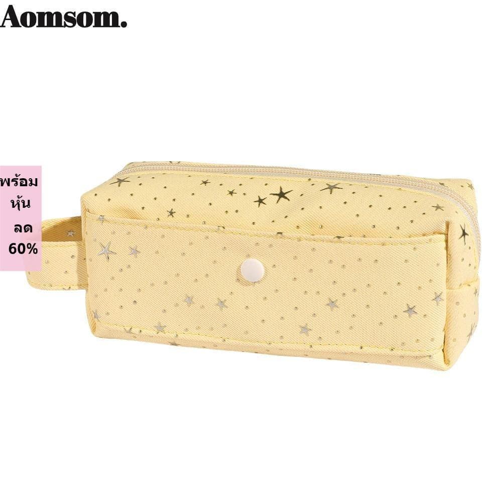 Lápis AOMSOM , Bolsa De Caneta Portátil Com Estampa De Estrela Papelaria Estilo INS De Grande Capacidade