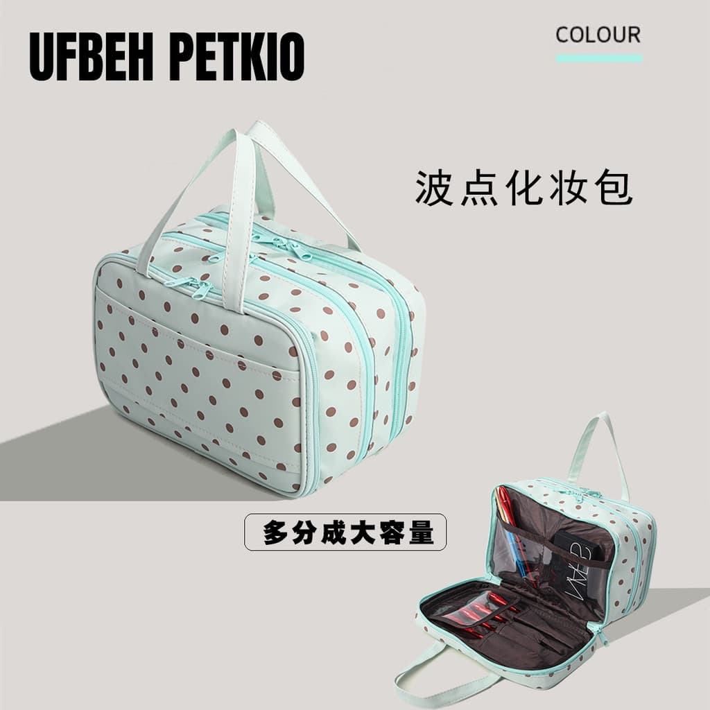 UFBEH PETKIO Bolsa cosmética de bolinhas de grande capacidade, à prova d'água, portátil, pode pendurar bagagem, viagem,