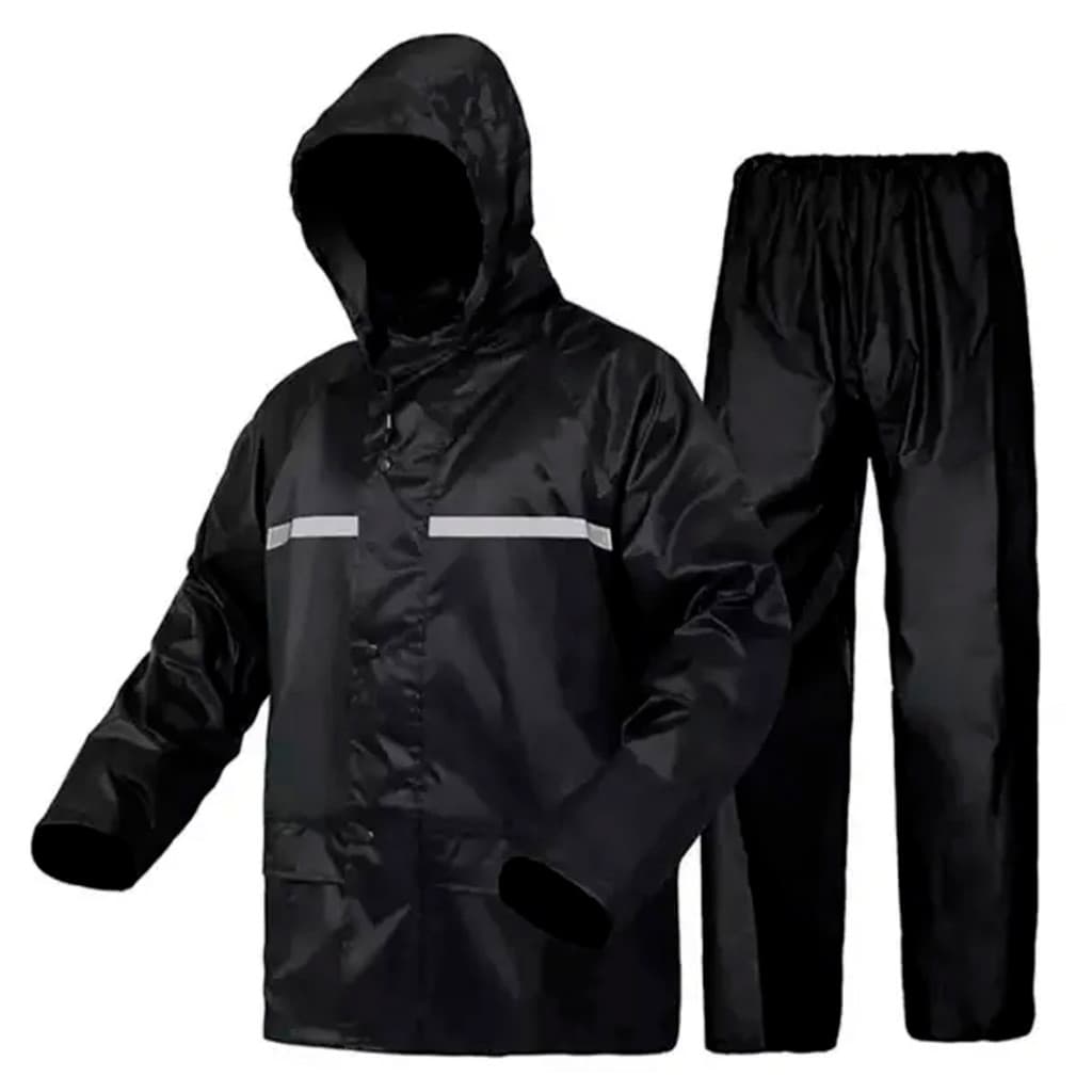 Conjunto Chuva Moto Motoqueiro Jaqueta Capuz Calça Impermeavel Faixa Refletiva Motoboy Ciclista Resistente Segurança