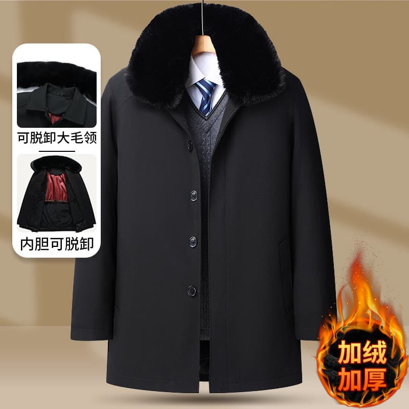 Jaqueta acolchoada para idosos de meia-idade, jaqueta acolchoada espessada de lã masculina, jaqueta acolchoada à prova d