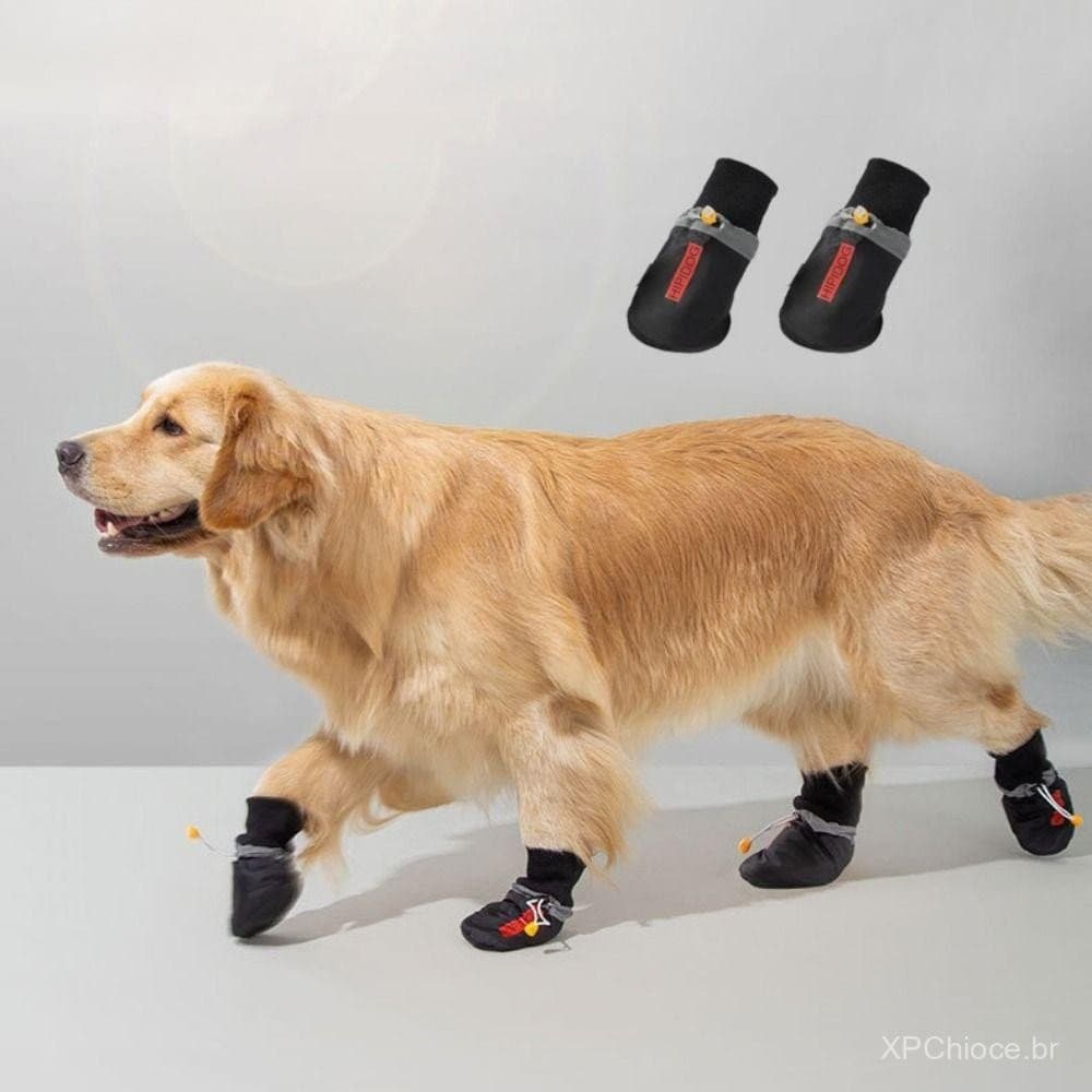 4 Unidades/Conjunto Capa Grande Para Pés De Cachorro , Meias Macias E Antiderrapantes Sapatos Respiráveis Cães
