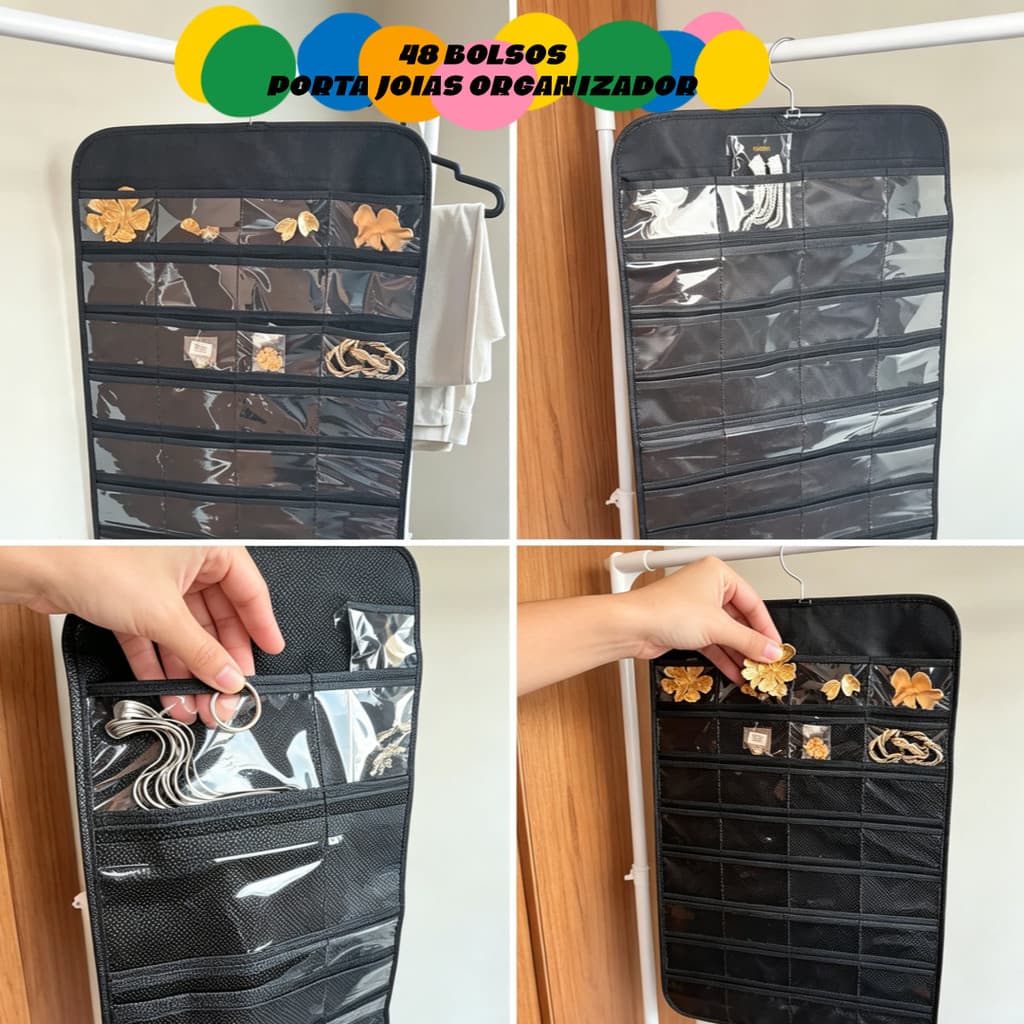 48 Bolso Porta Joias Saco Tela Organizador Armazenamento Bijuterias Grande OG-16/-17-ND