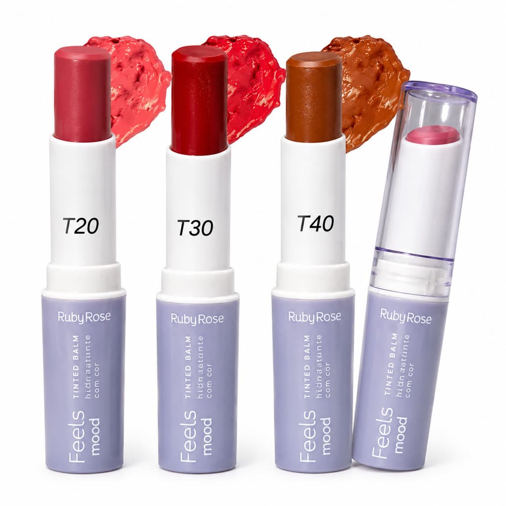 Batom Ruby Rose Tinted Balm Nutritivo com Cor Feels Mood