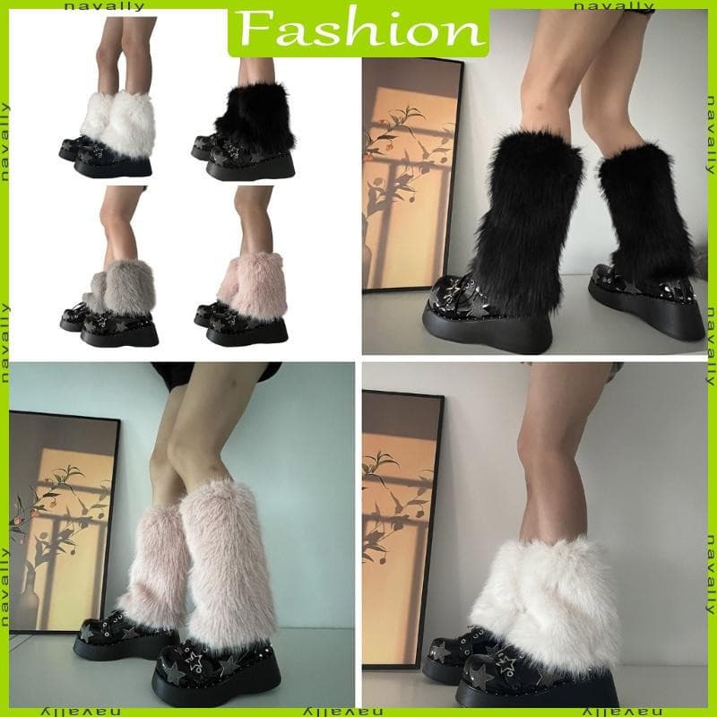 nava Peles Sintéticas Perna Quente Trajes Festa Fuzzy Bota Punhos Capa