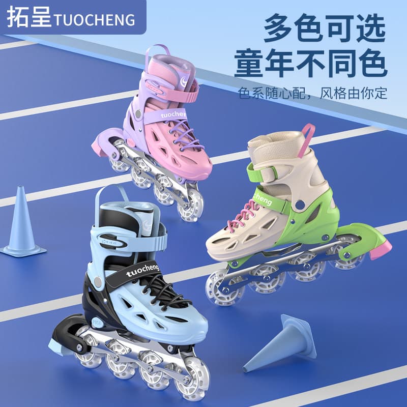 [Alta Qualidade] Patins de Rodas Originais para Crianças, Conjunto Completo para Iniciantes, Patins em Linha para Adulto