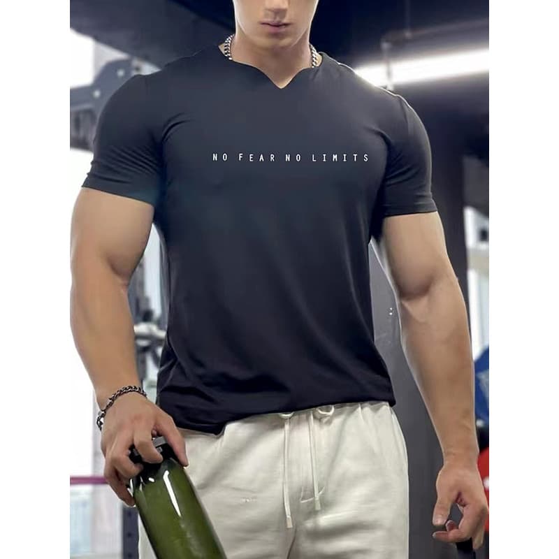 HIPARDSEN Roupas esportivas de Fitness soltas de manga curta camiseta com decote em V Slim Fit Top roupas de treinamento