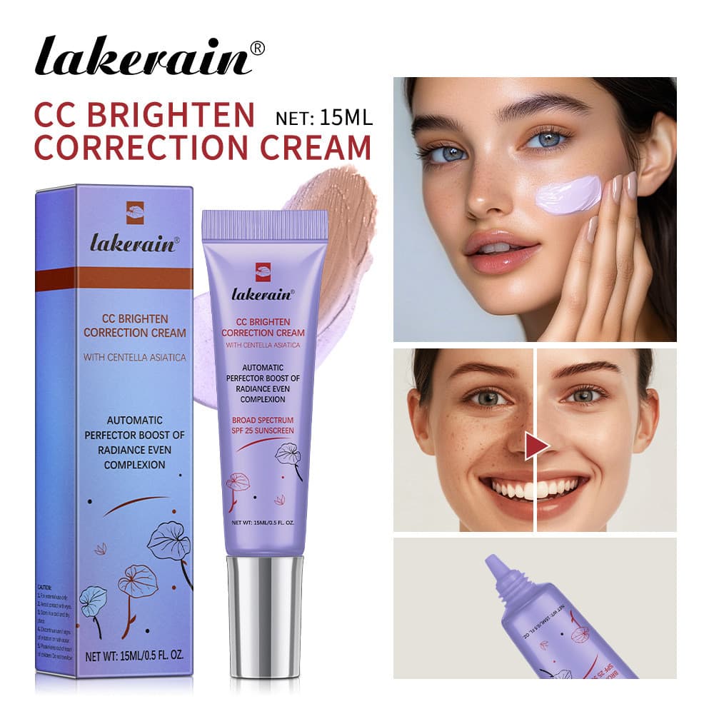 CC Brighten , Primer Corretor De Cor Roxa Para Pele Opaca , Tonifica E Ilumina – Maquiagem Facial Leve Hidratante Brilho