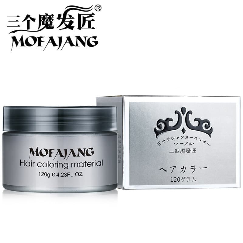 Three Magic Hair Makers Cera Capilar Cinza, 10 Cores, Argila Descartável para Tingimento Capilar Masculino para Estiliza