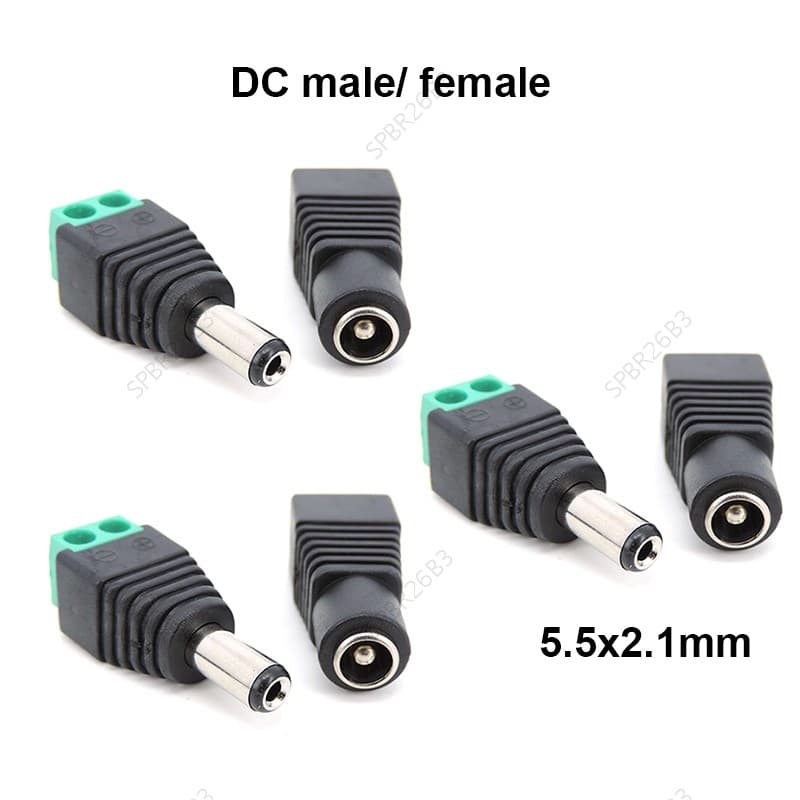 1 Par/3 Pares DC Macho Fêmea Plug 2.1mm x 5.5mm 5.5x2.1mm Cabo De Alimentação terminal Jack Adaptador Conector Para Câme