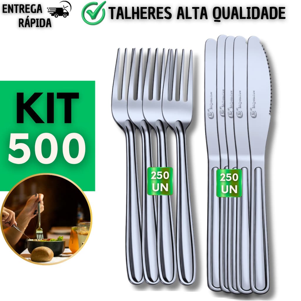 Conjunto Garfo e Faca Inox Premium Luxo Talheres Profissionais Mesa Posta Restaurante Buffet Festas Brilho Durável