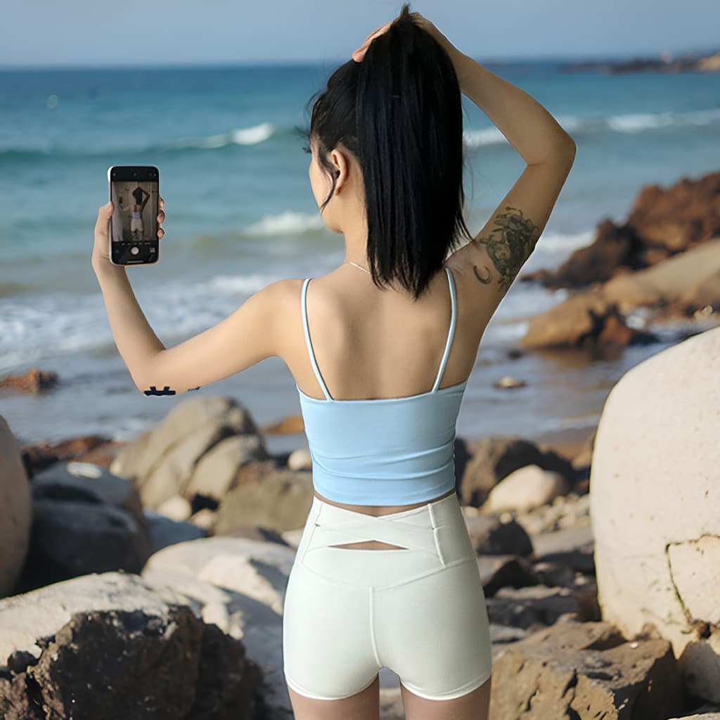 Verão Yoga camisola à prova de choque correndo sutiã de Fitness bela volta roupa interior esportiva com almofada no peit
