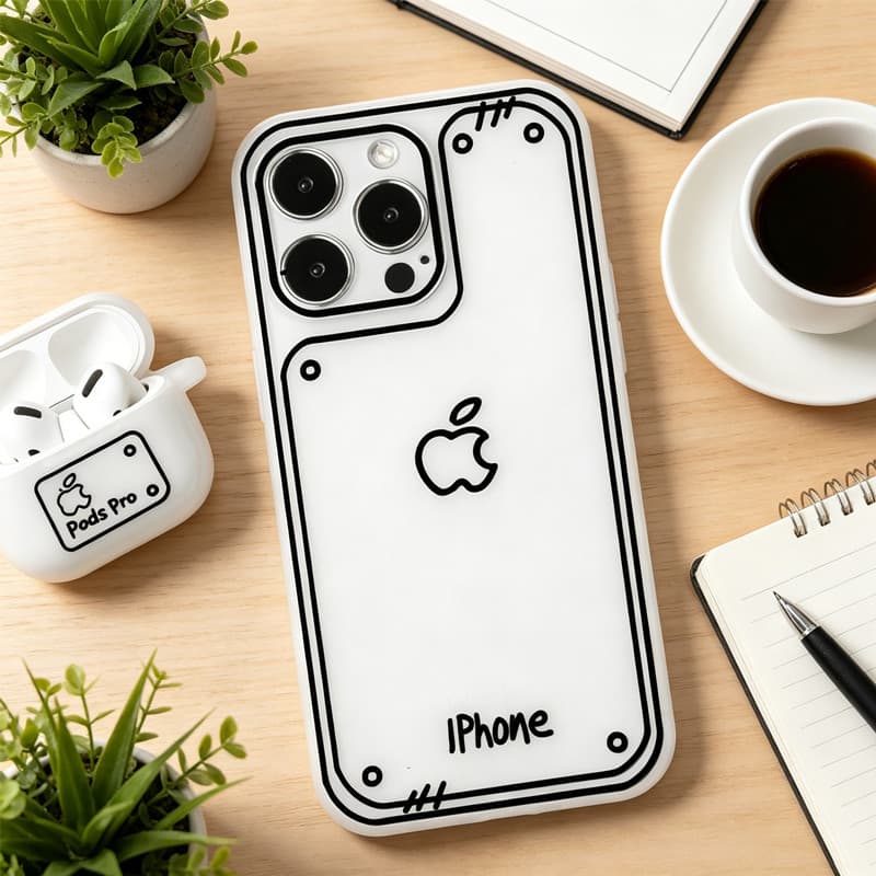 Capinha Para iPhone 16 15 14 Plus 17 13 12 Pro Max XR Silício Anti-Impacto Normal Capa iPhone Estilo Desenho Anti-Choque