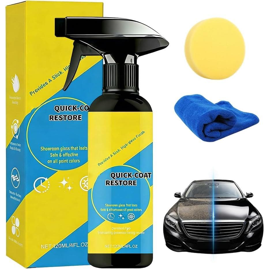 2026 Quick Coat Restore Spray, Agente de Revestimento Hidrofóbico Avançado com Efeitos de Brilho, Proteção Rápida para P