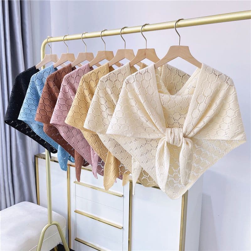 Xale de malha feminino primavera verão escritório influenciador ar condicionado sala fora pequeno xale estilo fino prima