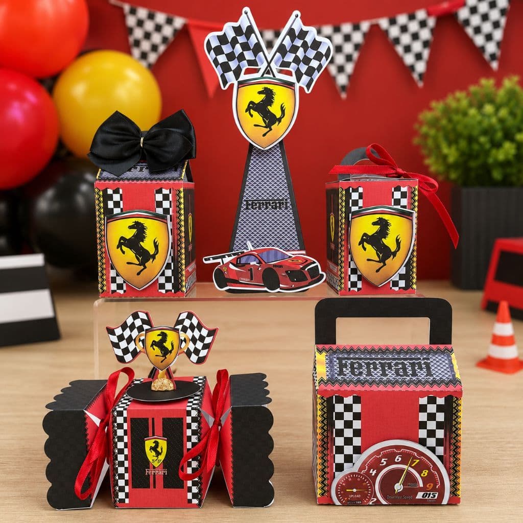 Kit Festa Ferrari Menino carro vermelho personalizado com nome Aniversário